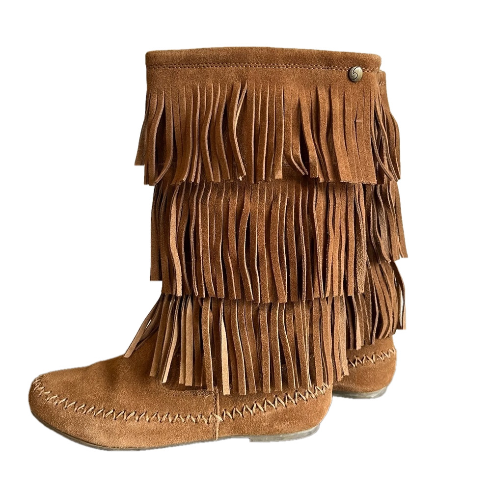 Makalu Nalani Tall 3 Tier Leather Fringe Women’s Boot Size 8